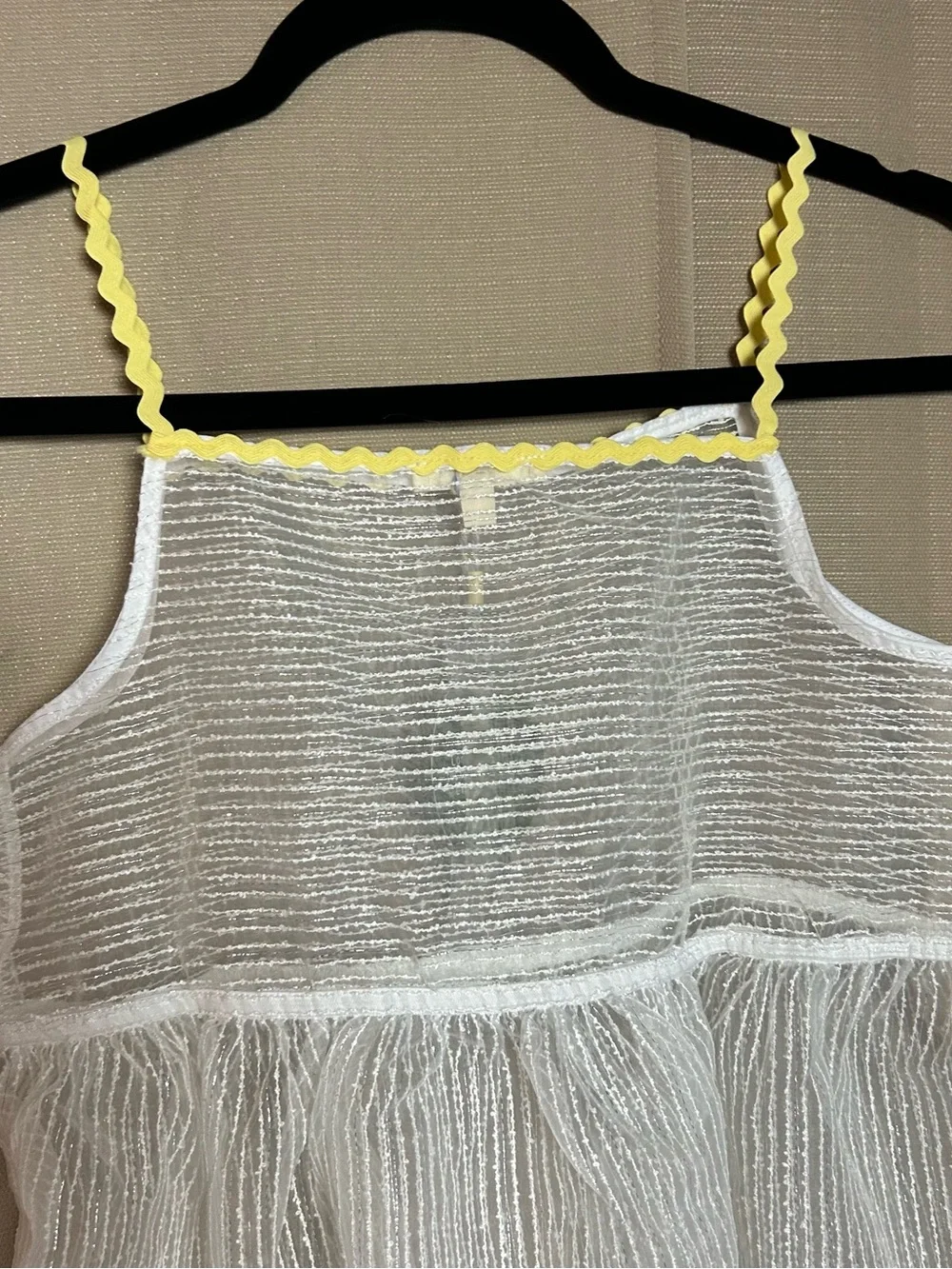 Sheer White Sundress with Yellow Trim